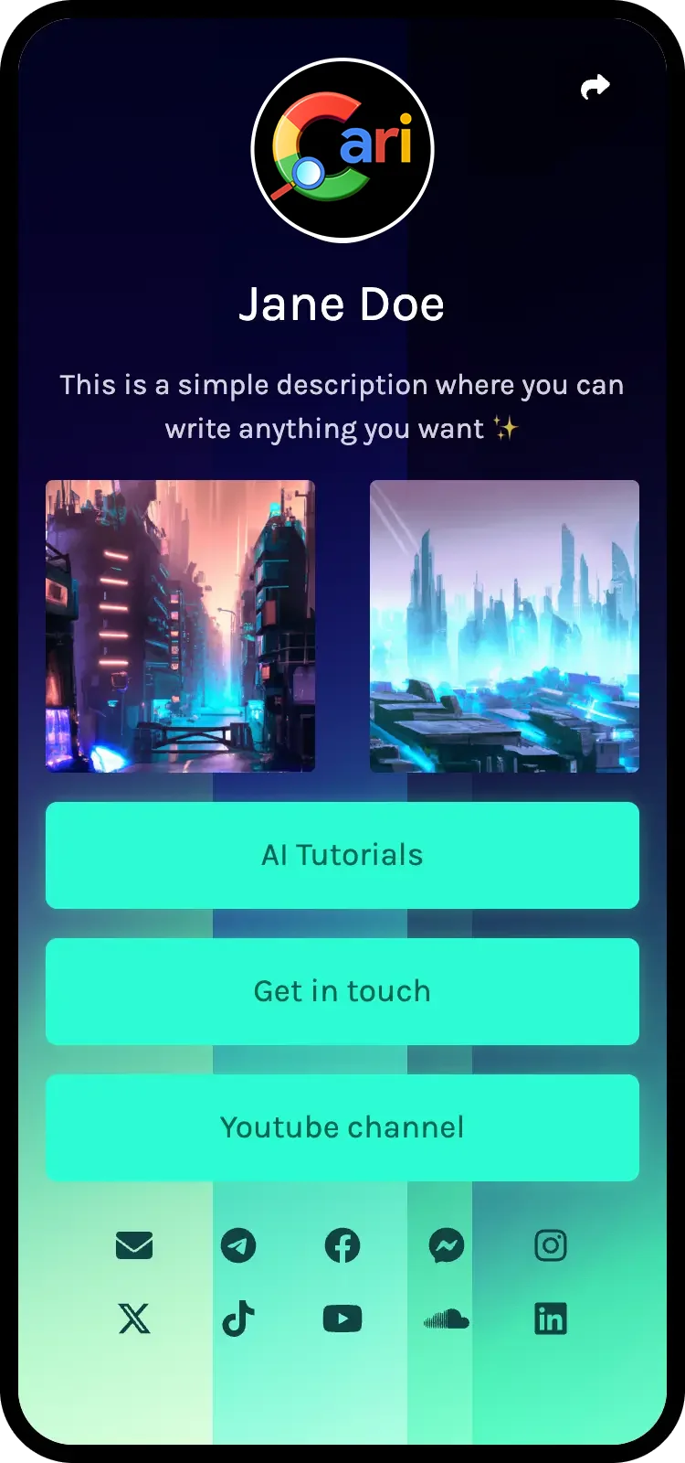 Screenshot of biolink page examples